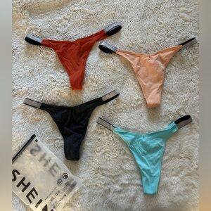 NWT Shein Multi Color Cotton High Rise Glitter Shimmer Thong Panty Bundle XL